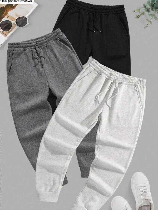 Men's Drawstring Elastic Hem Sweatpants 3pc 3 set joggers trousers menswear