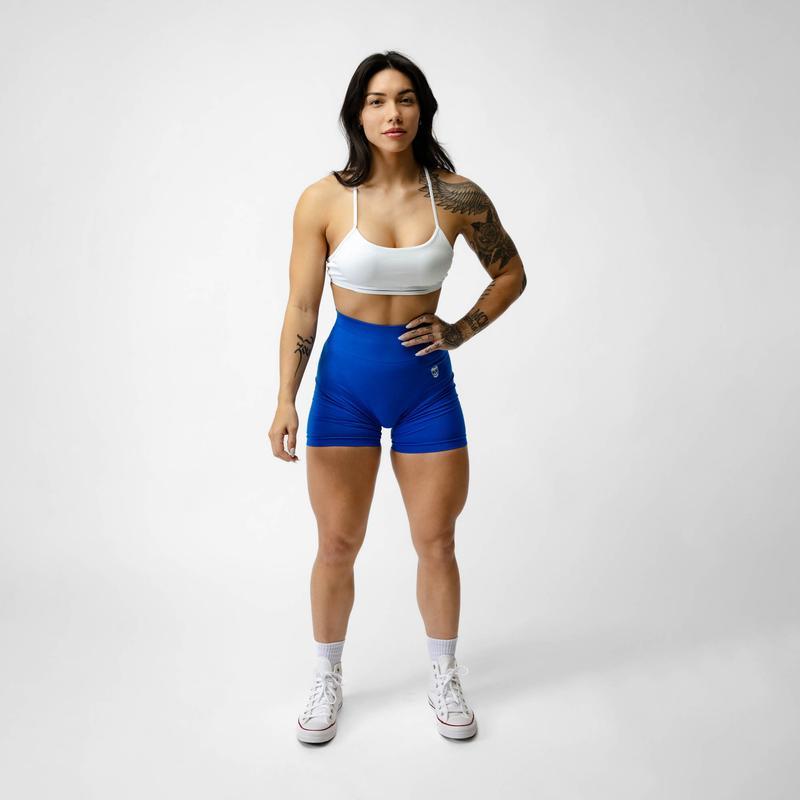 INFINITY Seamless Shorts 1 PAIR - Moisture-wicking Breathable Fabric, Above the Knee Inseam, Diamond Gusset Crotch, Perfect Scrunch Back, Double-Tier Waistband for Support, Squat Proof - Gym, Running, Yoga, All-in-one Workout Wear for Women tummy control