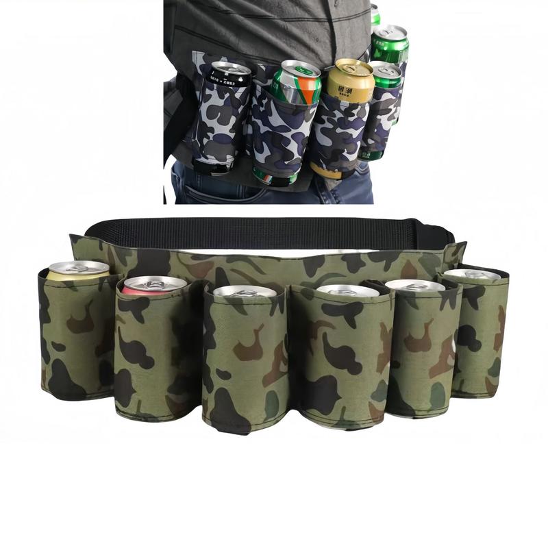 Beer Belt Holster with 6 Holders Adjustable Camouflage Beer Soda Can Holster Belt Beer Waist Pack for Can Drink Bottle Men Women Party Drinking Picnics Hiking 4 Colors