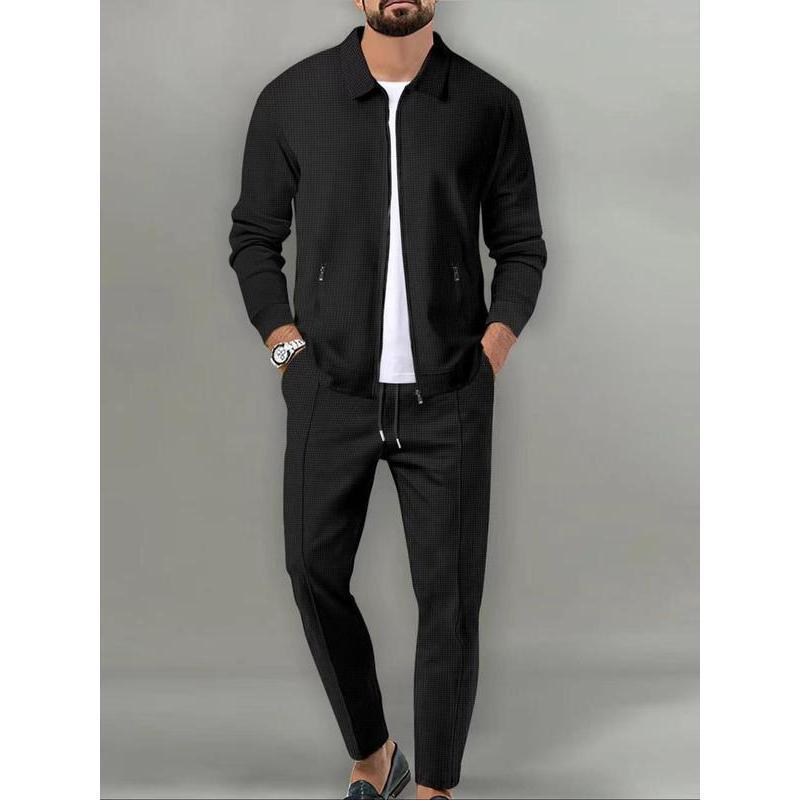 Sporty Two-piece Set Men's Plain Zip Up Jacket & Drawstring Waist Pants Tracksuit Set, Sports Long Sleeve Collared Outerwear & Pocket Elastic Waist Trousers, Men's Sportswear for Gym Workout Running 9 Clothes, Fall Clothes 2024 90s Clothes, Fall Outfits