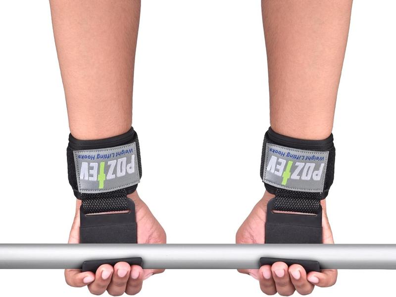 Weight Lifting Hooks with Padded Hand Grips and Supports