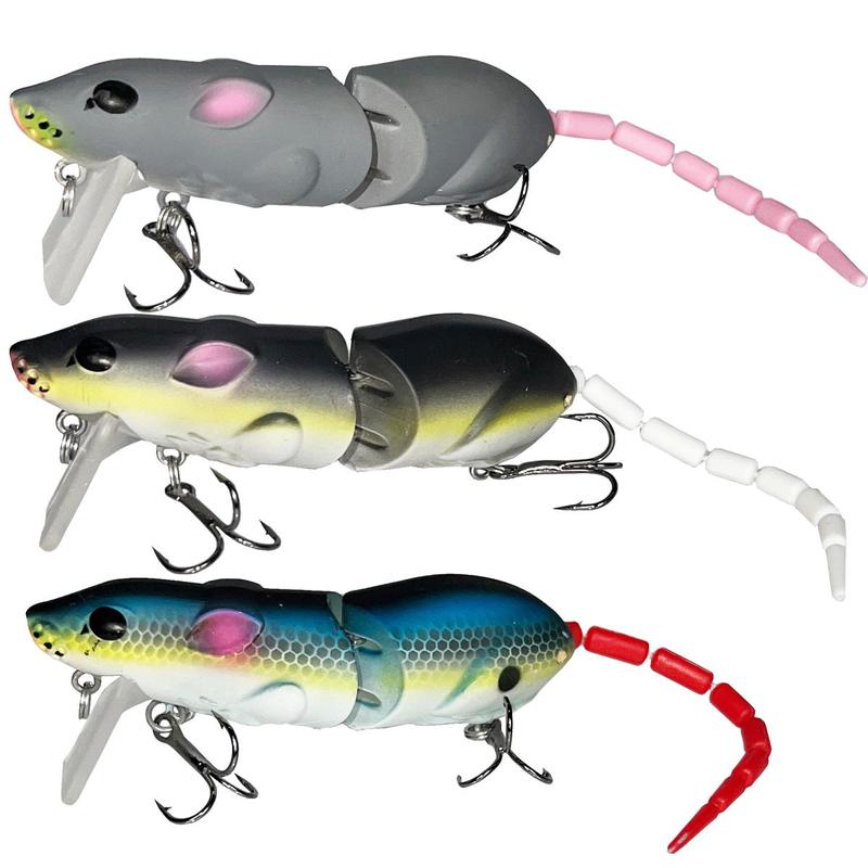 Simulated Mouse Lure with Hook, 3 Counts set Swimbait with Hook, Effective Mouse Lure for Catching Pike and Other Fish