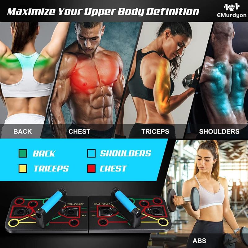 Up Board with Sit up Stand. Multifunctional Push Up Board with Resistance Bands, portable exercise equipment, Strength Training Equipment, Push Up Handles for Perfect Pushups, Home Fitness for Men