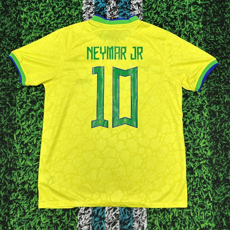 Nike 2022 World Cup Brazil Fan Edition Home Short Sleeve Neymar JR Soccer Jerseys