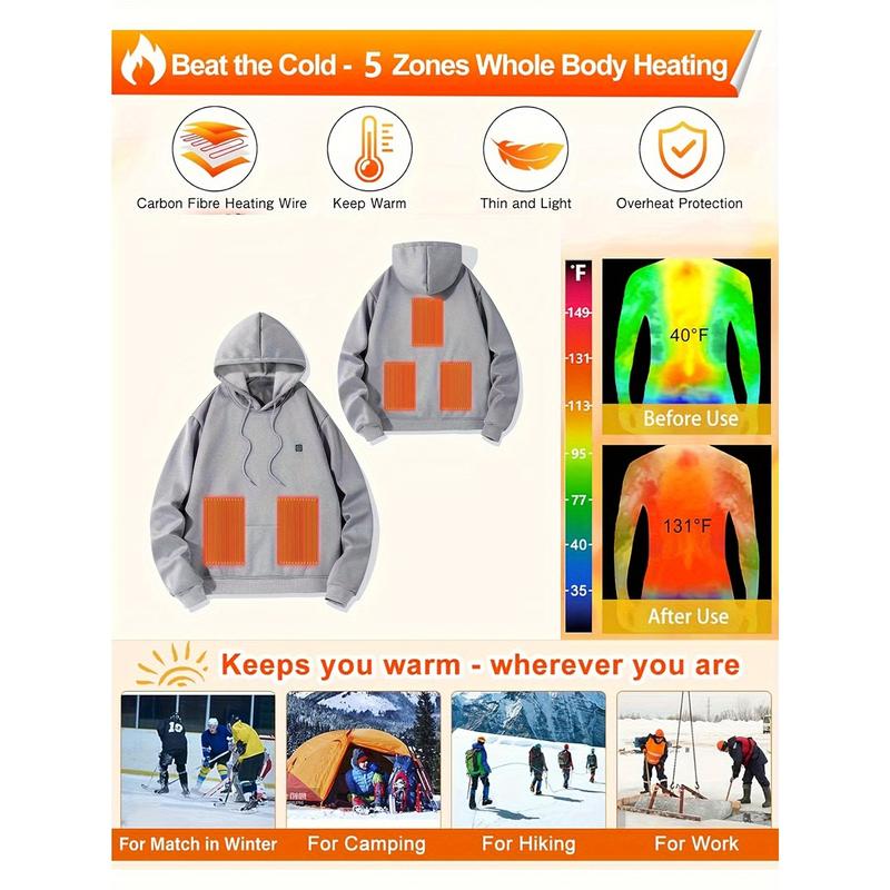 Women's Heated Hoodie Heated Sweatshirt Coat USB Heating Jacket With 3 Heating Levels And 5 Heating Zones For Outdoor Camping, Cycling, Hiking, Fishing, Skiing (Battery Pack Not Included) poncho  jackets