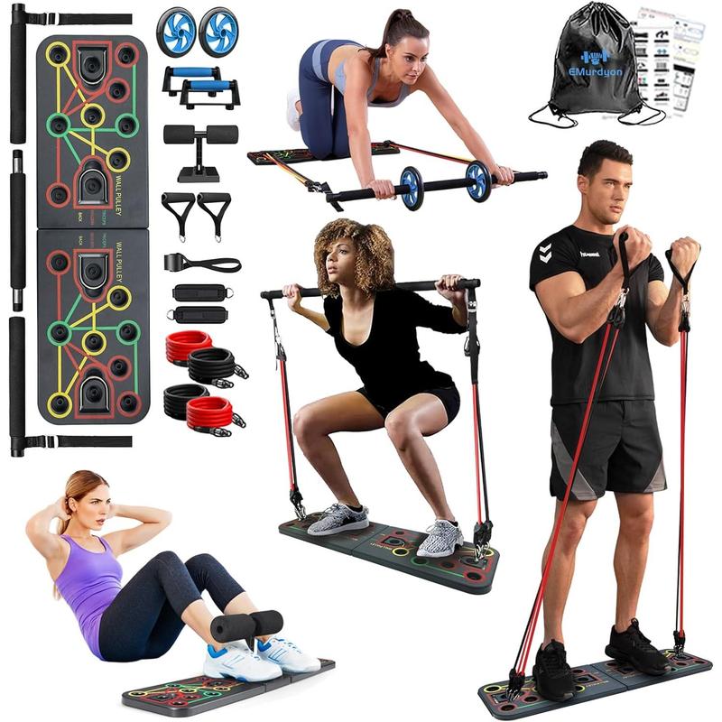 Up Board with Sit up Stand. Multifunctional Push Up Board with Resistance Bands, portable exercise equipment, Strength Training Equipment, Push Up Handles for Perfect Pushups, Home Fitness for Men