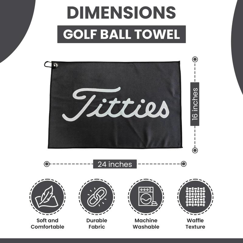 Black Funny Golf Microfiber Towel - Premium Towel for Golf Bags with Magnetic Holder - Ideal Golf Accessories for Men and Women-Golf Club Bag Accessories for a Fun Golfing Experience | Great Gift Idea