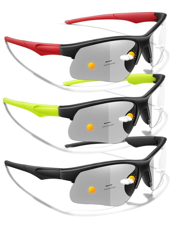 Outdoor Sports Sunglasses, Windproof Sunglasses for Cycling Hiking, Uv Light Change Color Lens Sunglasses for Men & Women