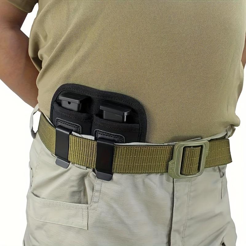 Outdoor Universal Two Slots Mag Pouch, Double Stack Magazines Pouch With Belt Clips For 9mm