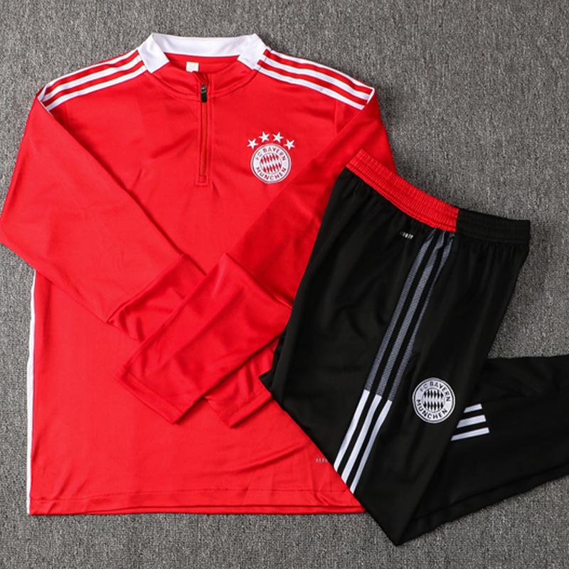 Long-sleeved tracksuit Bayern red slim-fit version High quality light book quick-drying breathable training suit set