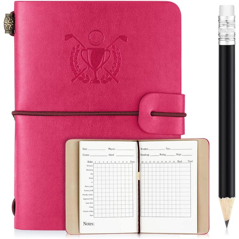 Golf Scorecard Book with Golf Pencil Leather Golf Journal Golf Notebook Golf Log Book Pocket Golf Score Book Golf Gifts for Men Golfers, Sports and Outdoor Golf Club Accessories