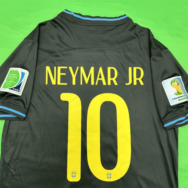 Nike 2014 World Cup Brazil Home Away Special Edition Black Short Sleeve Top Five Star Neymar JR Soccer Jerseys Quick Drying