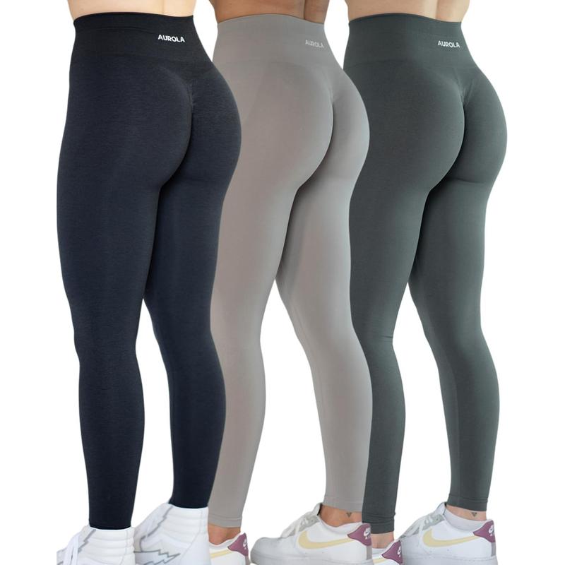 AUROLA  3 Pieces Pack Set Intensify Workout Leggings for Women Seamless Scrunch Tights Tummy Control Gym Fitness Girl Sport Active Yoga Pants sports activity