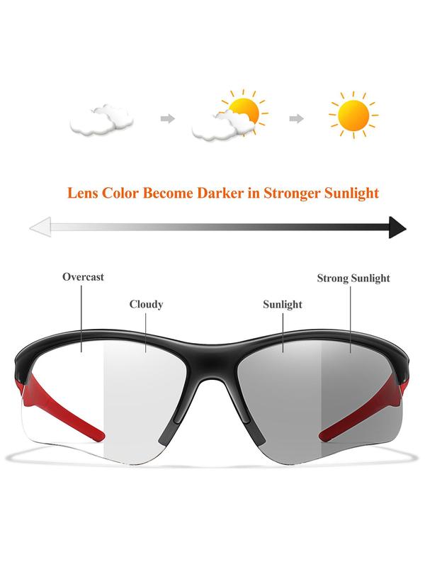 Outdoor Sports Sunglasses, Windproof Sunglasses for Cycling Hiking, Uv Light Change Color Lens Sunglasses for Men & Women