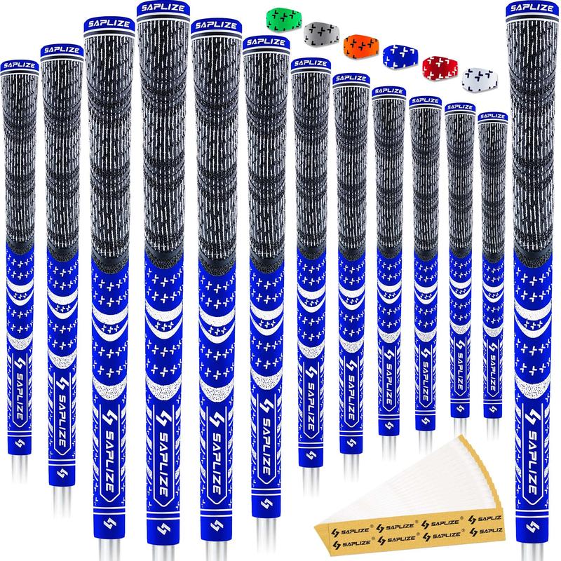 SAPLIZE Cross Corded Golf Grips 13 Pack, Low Taper Design, Choose from 13 Grips with 15 Tapes or 13 Grips with All Kits, 3 Sizes 6 Colors Options, Multi-compound Hybrid Golf Club Grips, CL03 Series