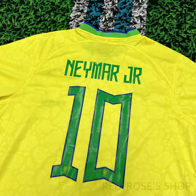 Nike 2022 World Cup Brazil Fan Edition Home Short Sleeve Neymar JR Soccer Jerseys