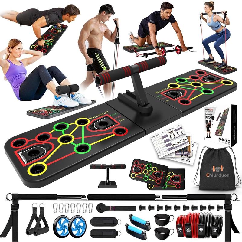 Up Board with Sit up Stand. Multifunctional Push Up Board with Resistance Bands, portable exercise equipment, Strength Training Equipment, Push Up Handles for Perfect Pushups, Home Fitness for Men