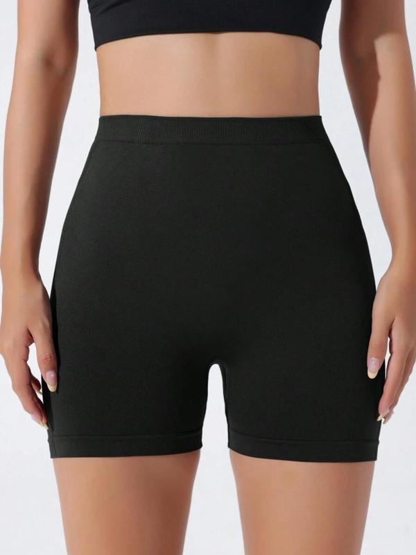 Women's Solid Ruched High Waist Sports Shorts, Gym Shorts, High Stretch Yoga Leggings, Ladies Sportswear for Indoor Outdoor Wear