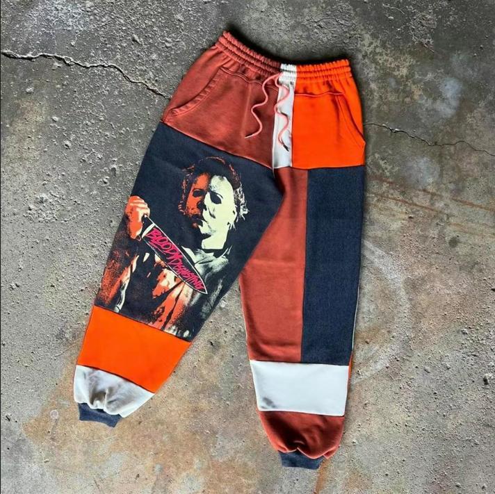 Let watch Scary Movie Joggers, Halloween Jogger Pants, Spooky Ghostface Pants, Fall Winter Pants, Jogger Pant For Men, Patchwork Joggers Halloween