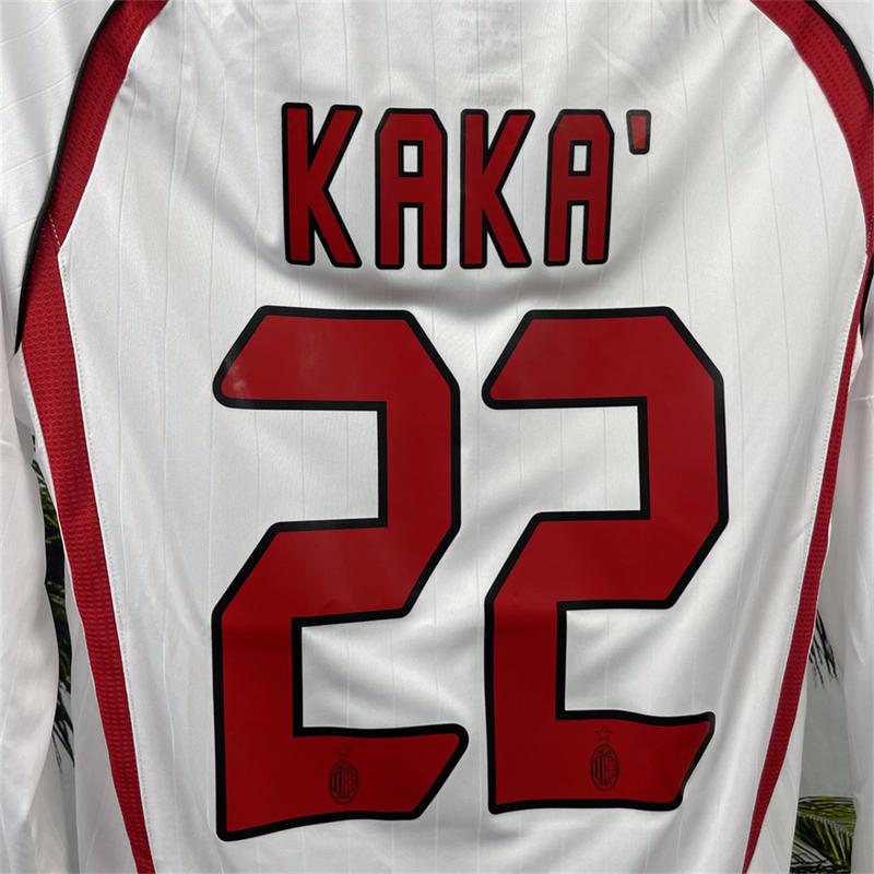 06 07 AC UEFA Champions League Away Vintage Jersey KAKA 22# Fan Edition Long Sleeve Jersey