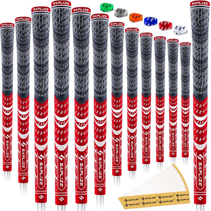 SAPLIZE Cross Corded Golf Grips 13 Pack, Low Taper Design, Choose from 13 Grips with 15 Tapes or 13 Grips with All Kits, 3 Sizes 6 Colors Options, Multi-compound Hybrid Golf Club Grips, CL03 Series