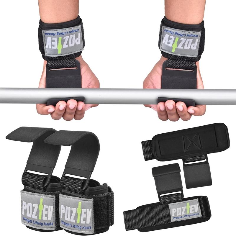 Weight Lifting Hooks with Padded Hand Grips and Supports