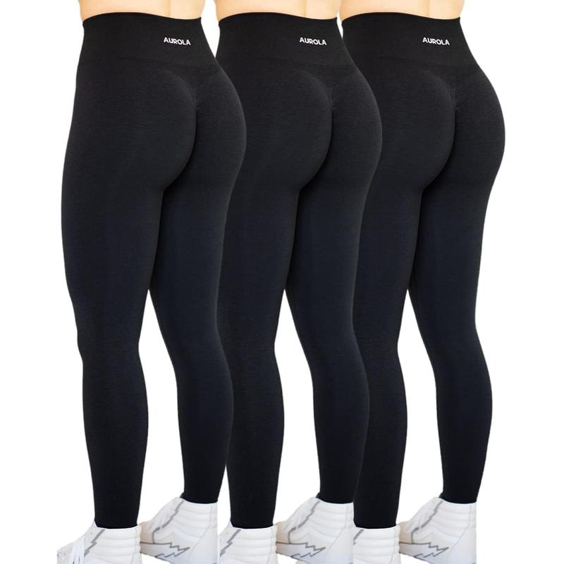 AUROLA  3 Pieces Pack Set Intensify Workout Leggings for Women Seamless Scrunch Tights Tummy Control Gym Fitness Girl Sport Active Yoga Pants sports activity