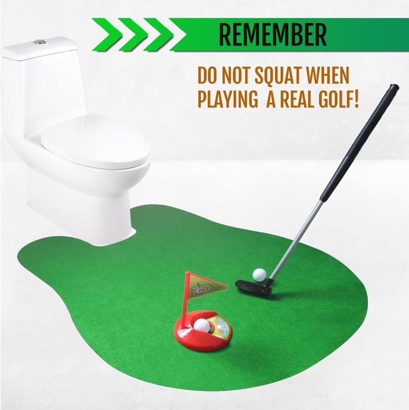 Toilet Golf Game Set - Practice Mini Golf in Any Restroom Bathroom - Father's Day, White Elephant, Christmas, Valentines Funny Gag Gifts