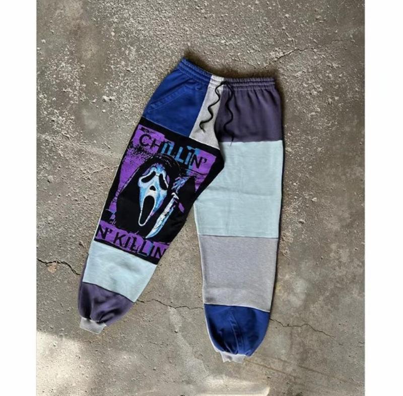 Let watch Scary Movie Joggers, Halloween Jogger Pants, Spooky Ghostface Pants, Fall Winter Pants, Jogger Pant For Men, Patchwork Joggers Halloween