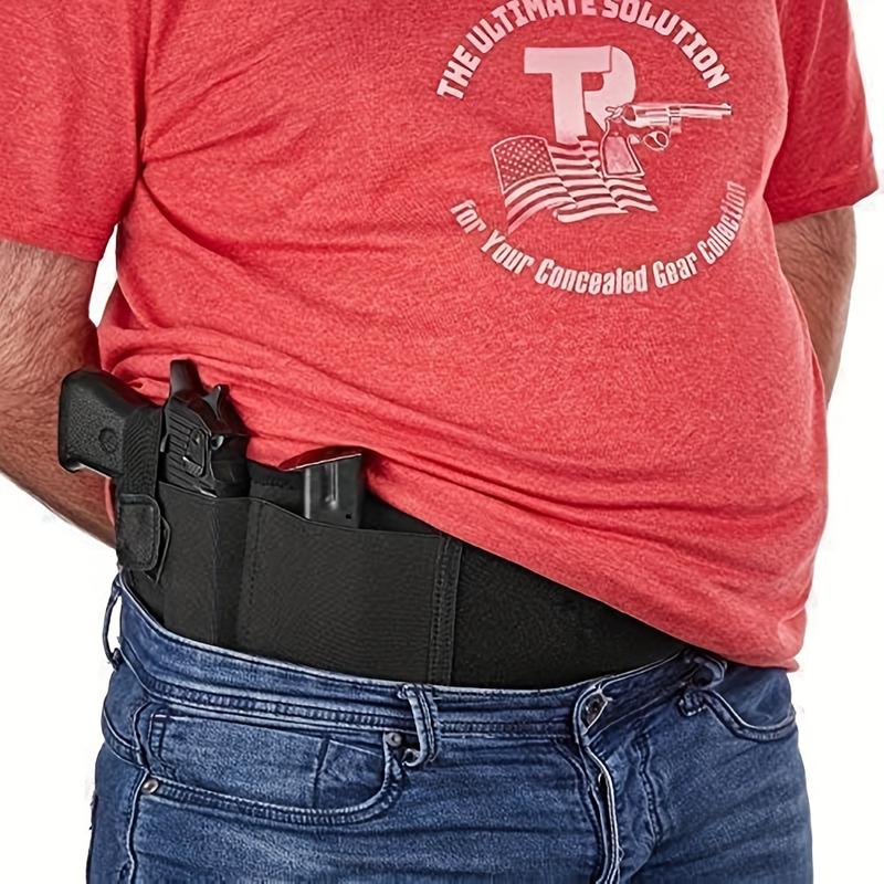 Belly Band Holster for Concealed Carry, for Men & Women, Elastic Breathable Holster for Most Pistols and Revolvers, Universal Fit Black