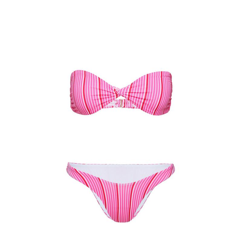 Tamrali Bandeau Bikini Top Pink Stripe