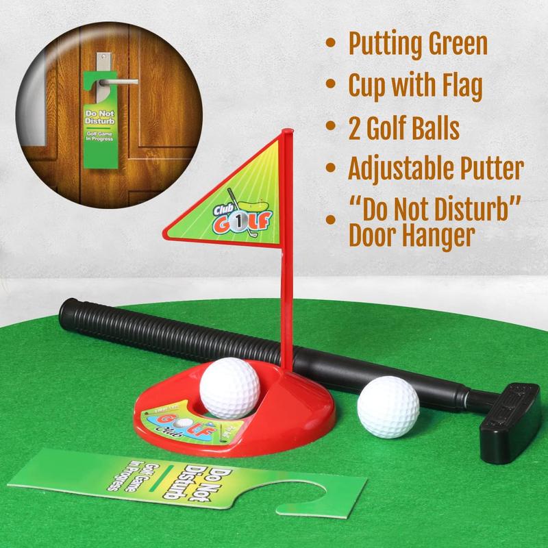 Toilet Golf Game Set - Practice Mini Golf in Any Restroom Bathroom - Father's Day, White Elephant, Christmas, Valentines Funny Gag Gifts