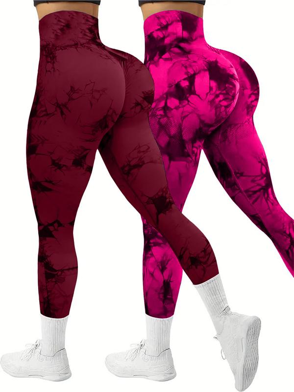 2 Pack  Tie Dye High Waisted Comfortable Workout Leggings for Women - Scrunch Rear Lifting Tummy Control Yoga Gym Athletic Pants