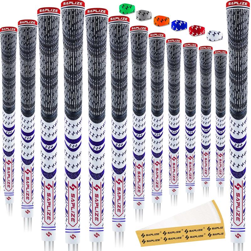 SAPLIZE Cross Corded Golf Grips 13 Pack, Low Taper Design, Choose from 13 Grips with 15 Tapes or 13 Grips with All Kits, 3 Sizes 6 Colors Options, Multi-compound Hybrid Golf Club Grips, CL03 Series