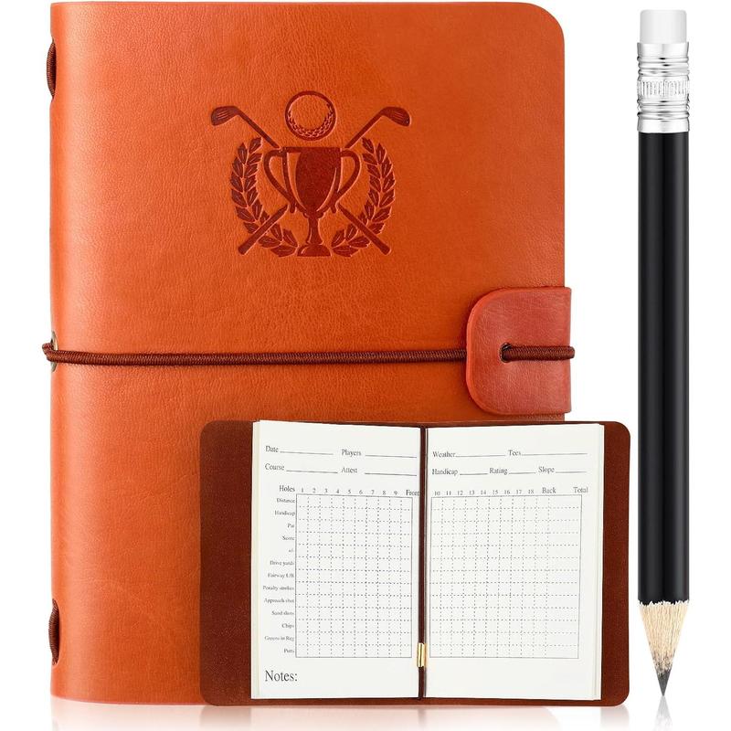 Golf Scorecard Book with Golf Pencil Leather Golf Journal Golf Notebook Golf Log Book Pocket Golf Score Book Golf Gifts for Men Golfers, Sports and Outdoor Golf Club Accessories