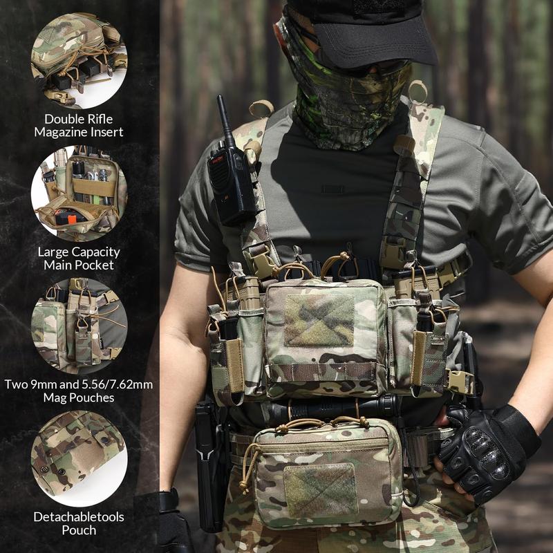 VOTAGOO Chest Rig-Sport Chest Rig New, Adjustable & Detachable Molle Micro Chest Rigs