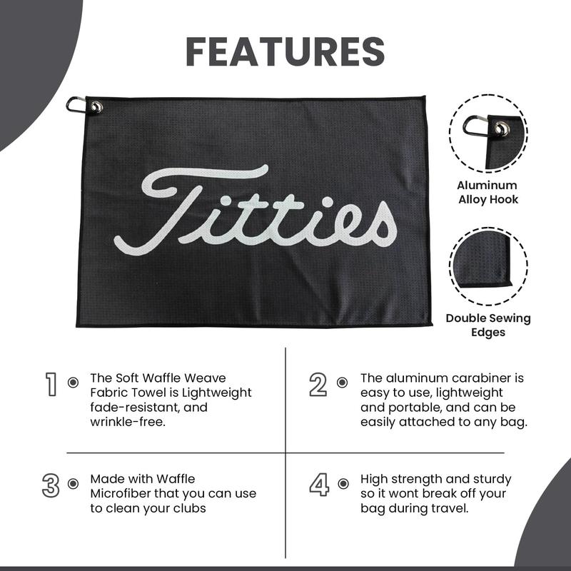 Black Funny Golf Microfiber Towel - Premium Towel for Golf Bags with Magnetic Holder - Ideal Golf Accessories for Men and Women-Golf Club Bag Accessories for a Fun Golfing Experience | Great Gift Idea