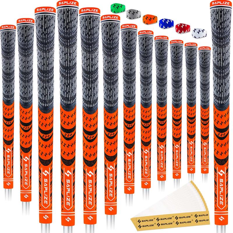 SAPLIZE Cross Corded Golf Grips 13 Pack, Low Taper Design, Choose from 13 Grips with 15 Tapes or 13 Grips with All Kits, 3 Sizes 6 Colors Options, Multi-compound Hybrid Golf Club Grips, CL03 Series