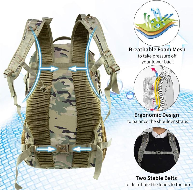 Tactical Backpack for Men Hiking Day Pack Molle Military Rucksack Waterproof 30L EDC Bag with USA Flag Patch