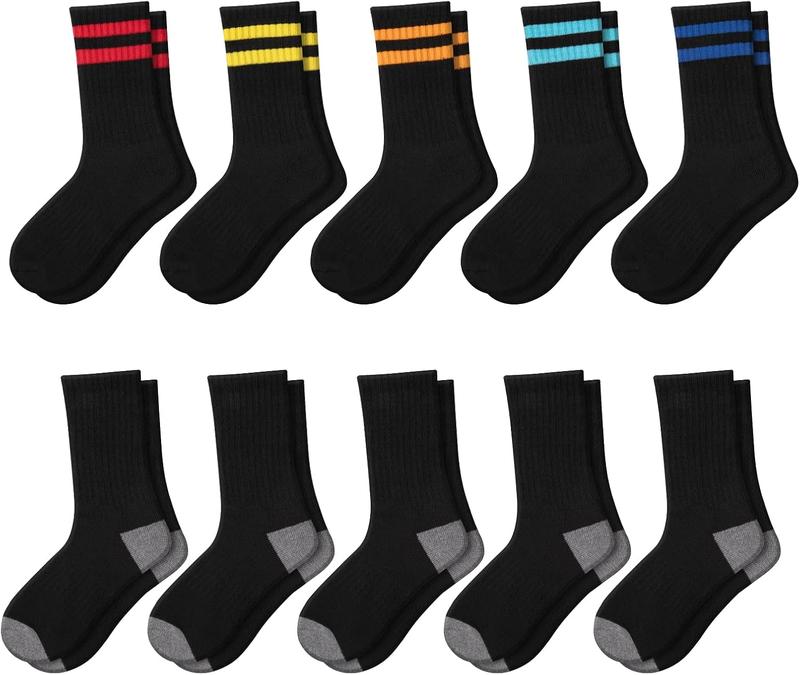 10 Pairs  Crew Socks Sports Athletic Long  Socks For  4-10 Years Old With Cushioned Sole