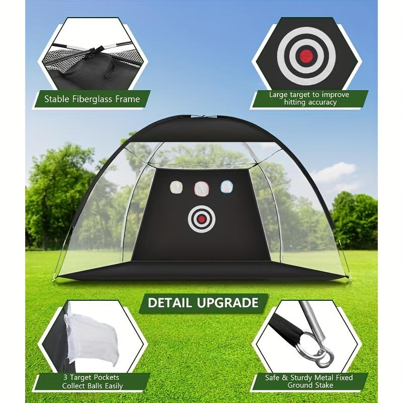 adoptedshop 10x7ft Realistic Turf Deluxe Golf Practice Net Set - Ultimate Backyard Golfing Experience with Target Zone, 5 Golf Balls, Tees, Rubber Tees, Durable Carry Bag, and More