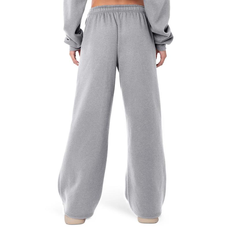 Women Y2K Drawstring Sweatpants Low Rise Wide Leg Ankle Slit Fold Over Pants Comfy Jogger Trousers with Pocket