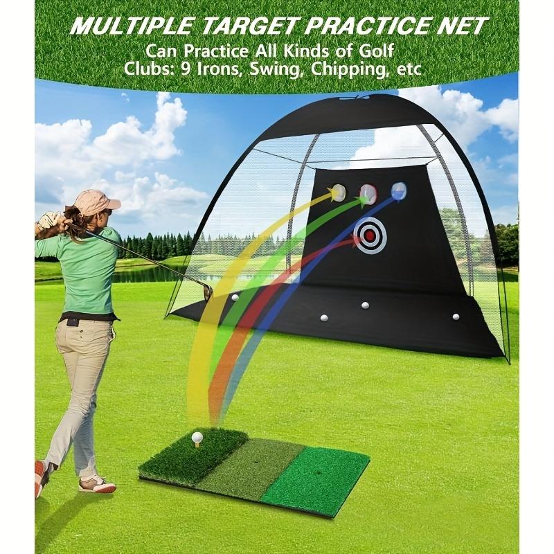 adoptedshop 10x7ft Realistic Turf Deluxe Golf Practice Net Set - Ultimate Backyard Golfing Experience with Target Zone, 5 Golf Balls, Tees, Rubber Tees, Durable Carry Bag, and More