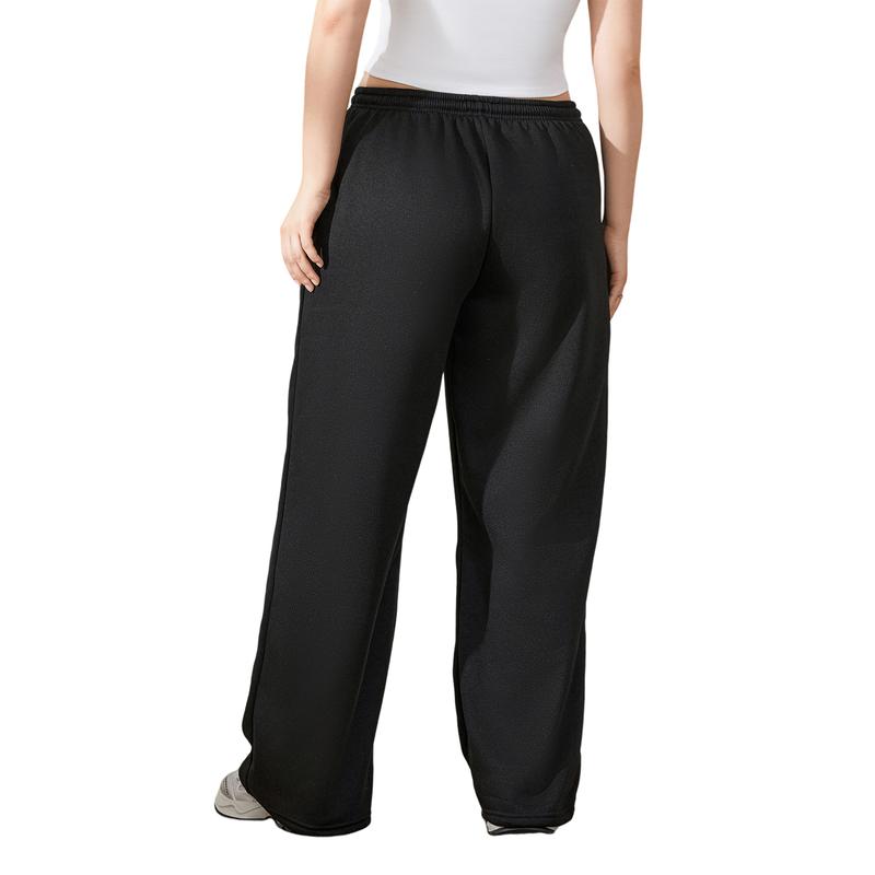 Women Y2K Drawstring Sweatpants Low Rise Wide Leg Ankle Slit Fold Over Pants Comfy Jogger Trousers with Pocket