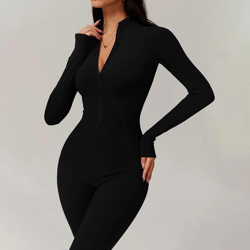 Waist Slimming Yoga Jumpsuit Outdoor Tight Warm Standing Neck Jumpsuit Gym Workout Quick Dry Running Exercise Fitness Clothes