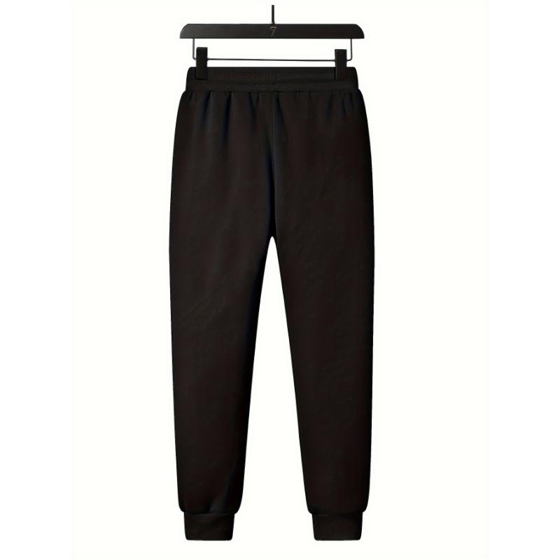 3pcs Thickened Waterproof Men's Solid Color Fleece Lining Warm Jogger Sweatpants With Drawstrings Comfy Outdoor Sports Trousers