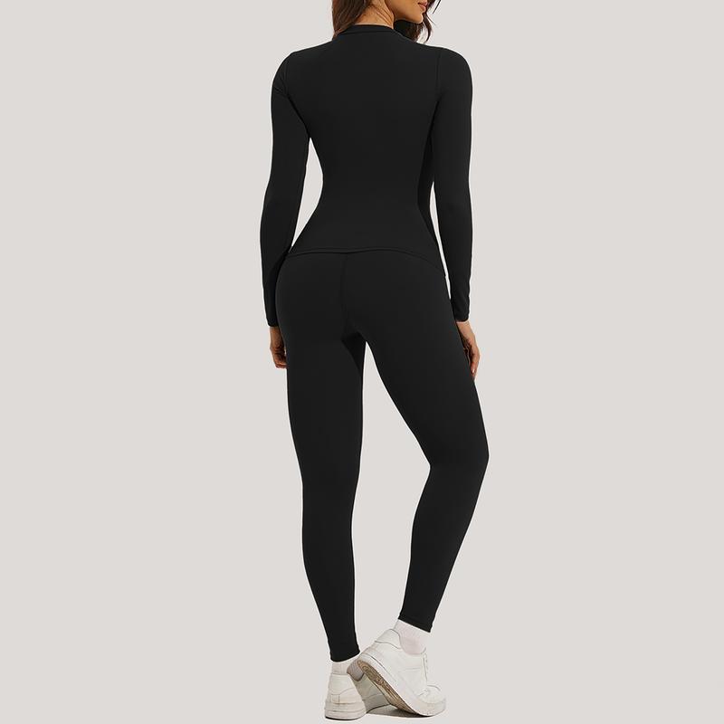 2 Counts Plain Round Neck Crop Tee&High Waist Leggings Tracksuit Set Sportswear Breathable Quick Drying  Sleeve T-Shirt&Skinny Pants Set