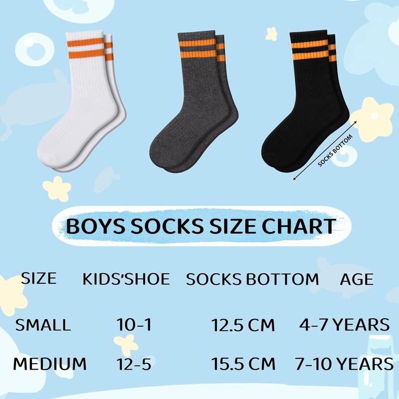 10 Pairs  Crew Socks Sports Athletic Long  Socks For  4-10 Years Old With Cushioned Sole