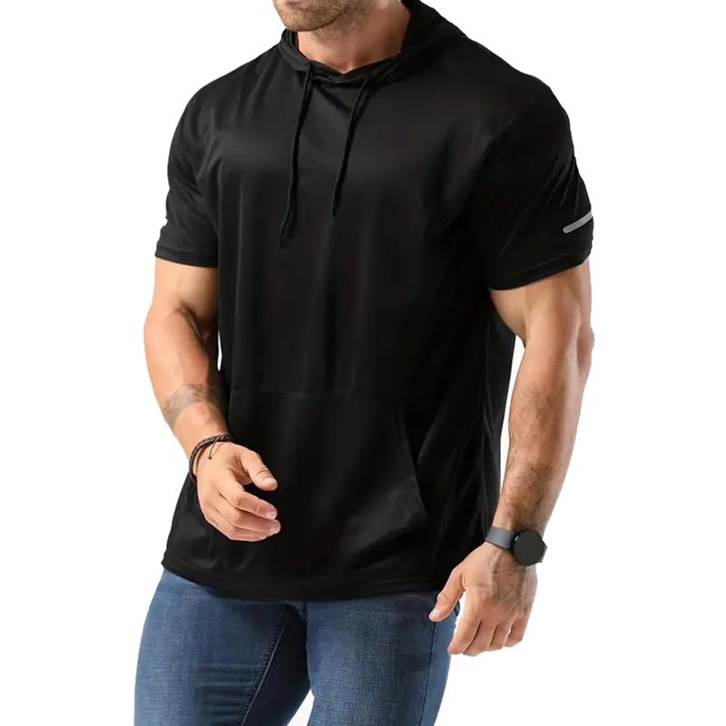 Hot!!! Men's 3 Pack Workout Shirts quick drying Moisture Wicking Short Sleeve Mesh Athletic T-Shirts with Hoodeds (with hood)