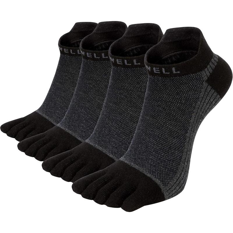 Cotton Toe Socks Five Finger Socks No Show Crew Athletic Running Socks 4 Pairs,Size 7-11